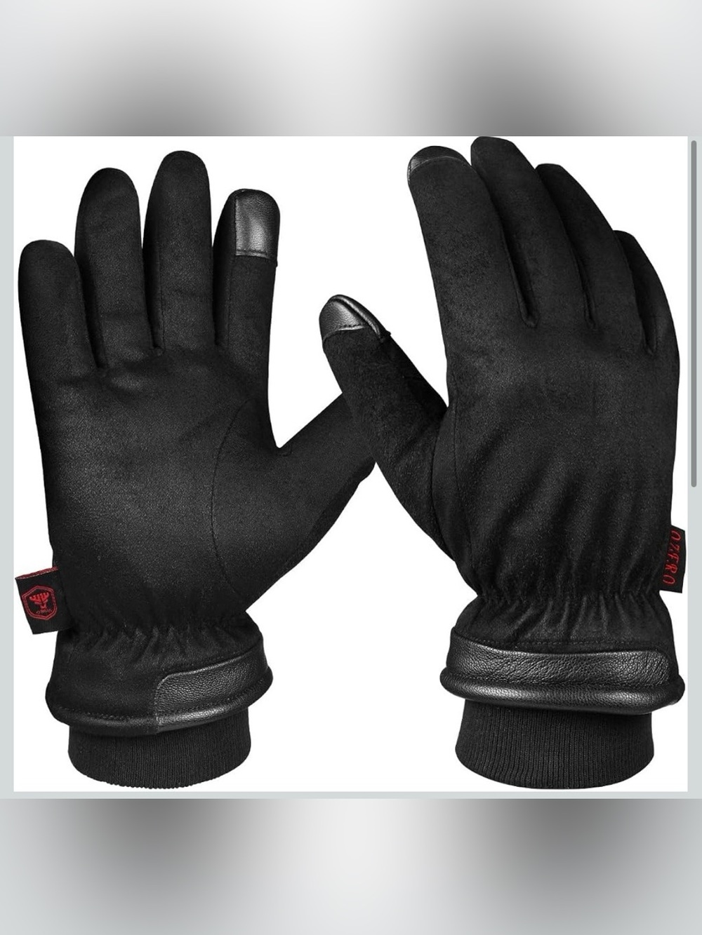 Men's Black Touchscreen Winter Gloves